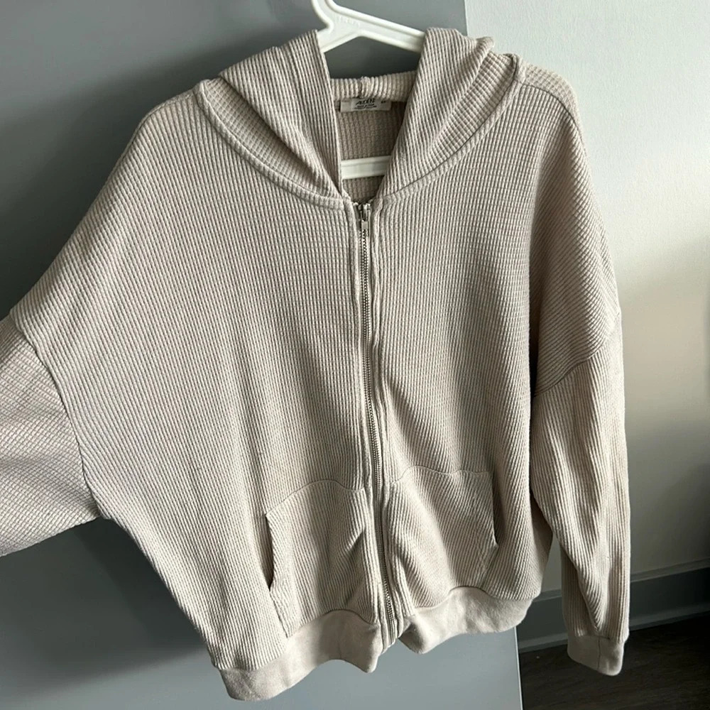 Waffle  knit zip up